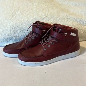 clae khan chukka boots burgundy genuine leather men’s shoes size 11.5